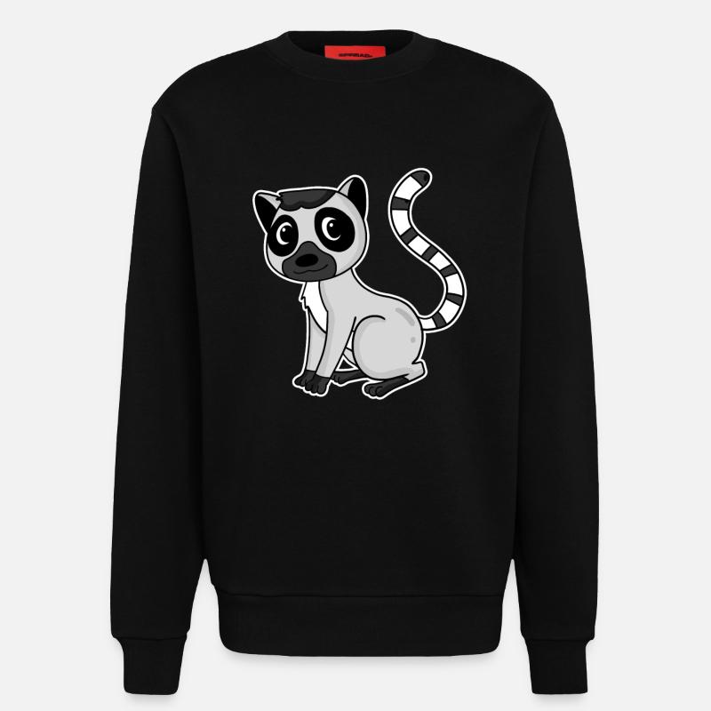 Lemur Primat Geschenk - Sweatshirt - made by SPREAD - SOLID BLACK