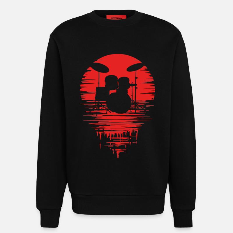 Drumset Silhouette Drums with Reflection - Sweatshirt - made by SPREAD - SOLID BLACK