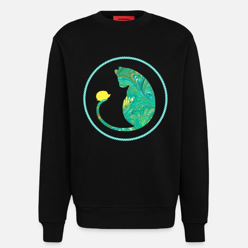 katze mit igel e 71 - Sweatshirt - made by SPREAD - SOLID BLACK