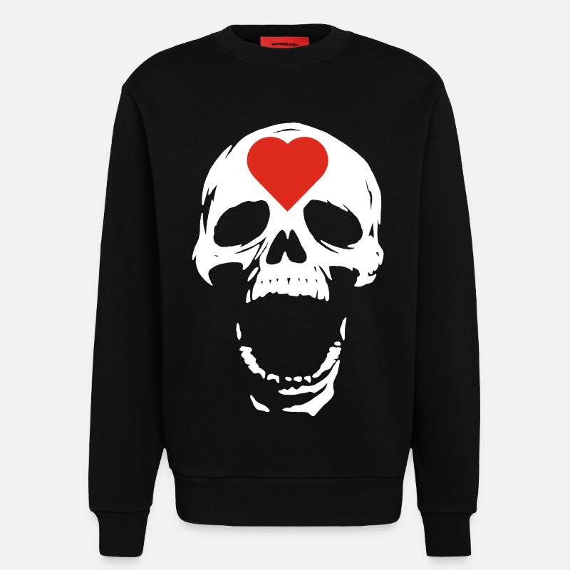 Der weiße Schädel und das Herz - Sweatshirt - made by SPREAD  - SOLID BLACK