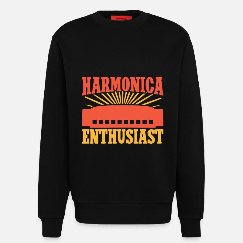 Funny Harmonica Player Enthusiast Harmonica - Sweatshirt - made by SPREAD  - SOLID BLACK