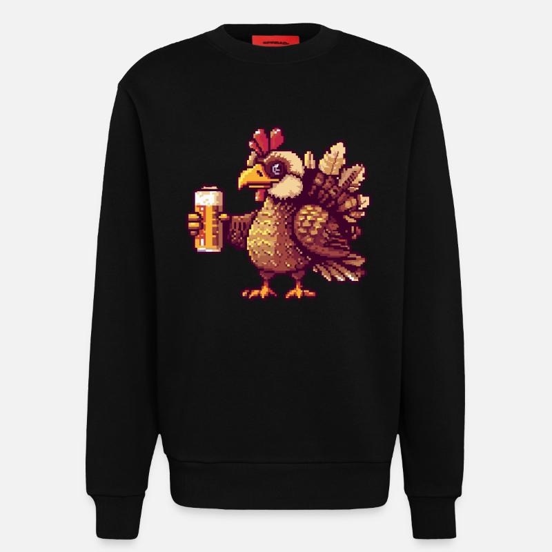 Truthahn Pixel Bier - Sweatshirt - made by SPREAD  - SOLID BLACK