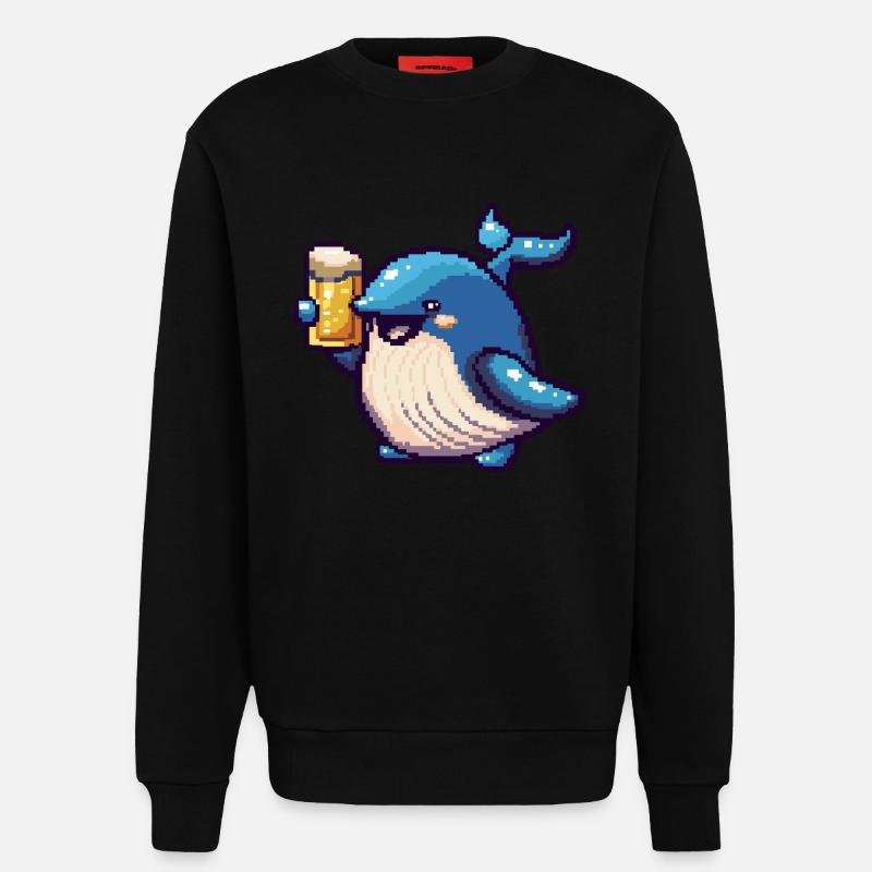 Whale Pixel Beer - Sweatshirt - made by SPREAD  - SOLID BLACK