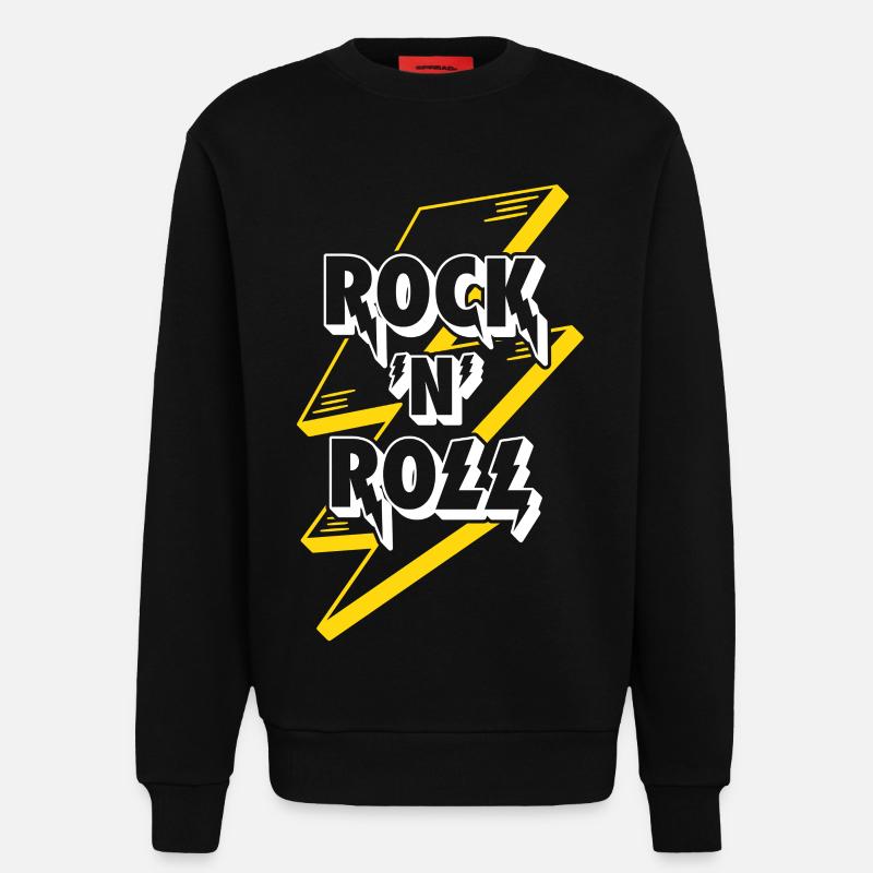 Logo texte rock’n’roll avec éclair - Sweat bio décontracté fabriqué en UE - SOLID BLACK