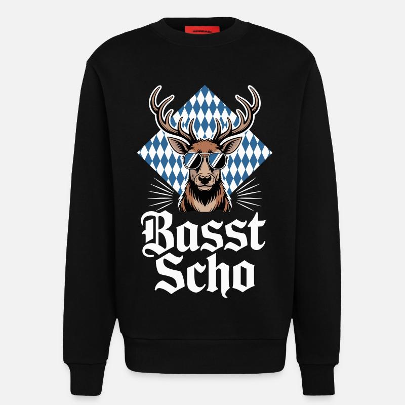 Elch Bayerischer Hirsch Sonnenbrille Basst Scho - Sweatshirt - made by SPREAD - SOLID BLACK