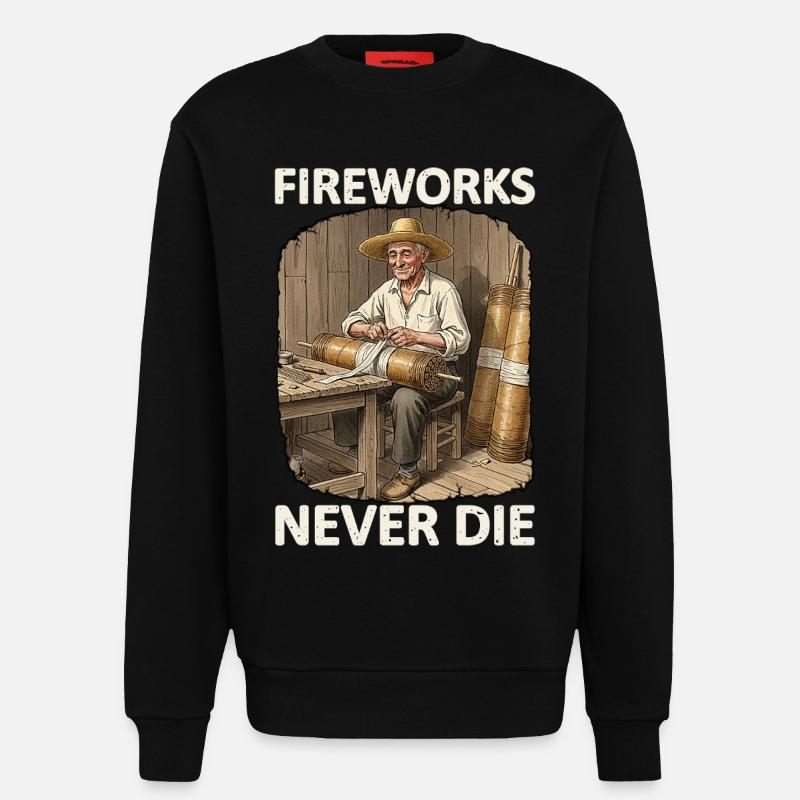 Fireworks Never Die Pyro - Sweatshirt - made by SPREAD  - SOLID BLACK