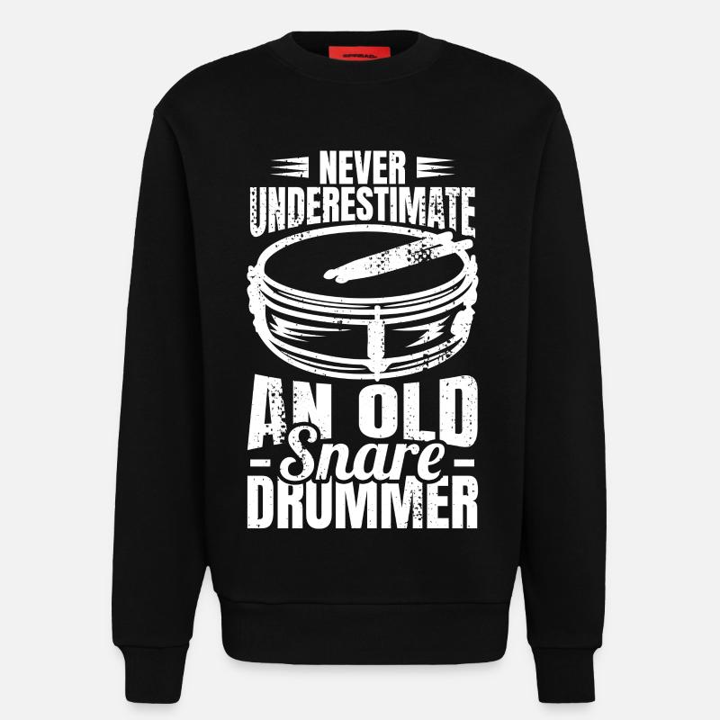 Never underestimate an old drummer - Sweatshirt - made by SPREAD - SOLID BLACK