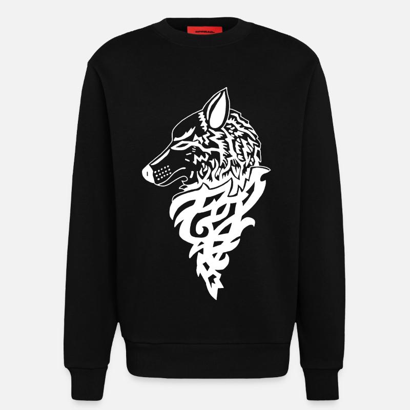 White Wolf, Forest Genius - Sweatshirt - made by SPREAD - SOLID BLACK
