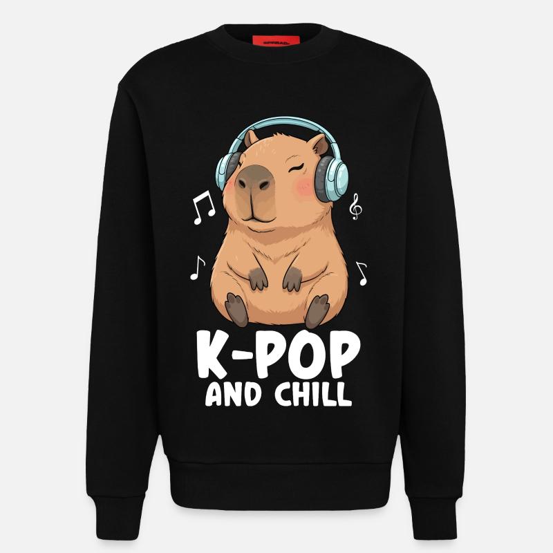 K Pop And Chill - Sweatshirt - made by SPREAD - SOLID BLACK