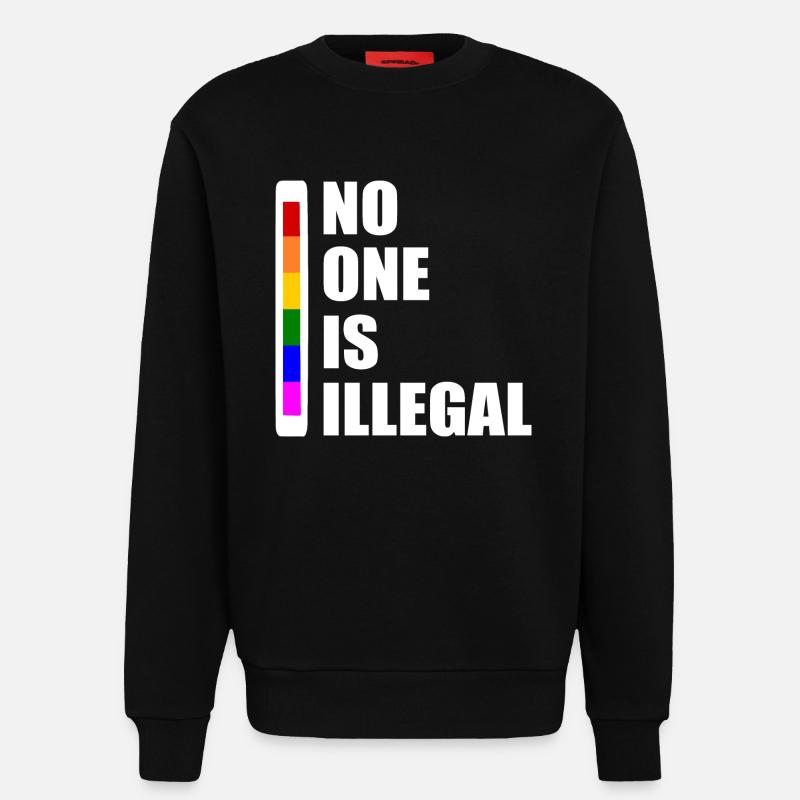 No one is illegal - Sweat bio décontracté fabriqué en UE - SOLID BLACK