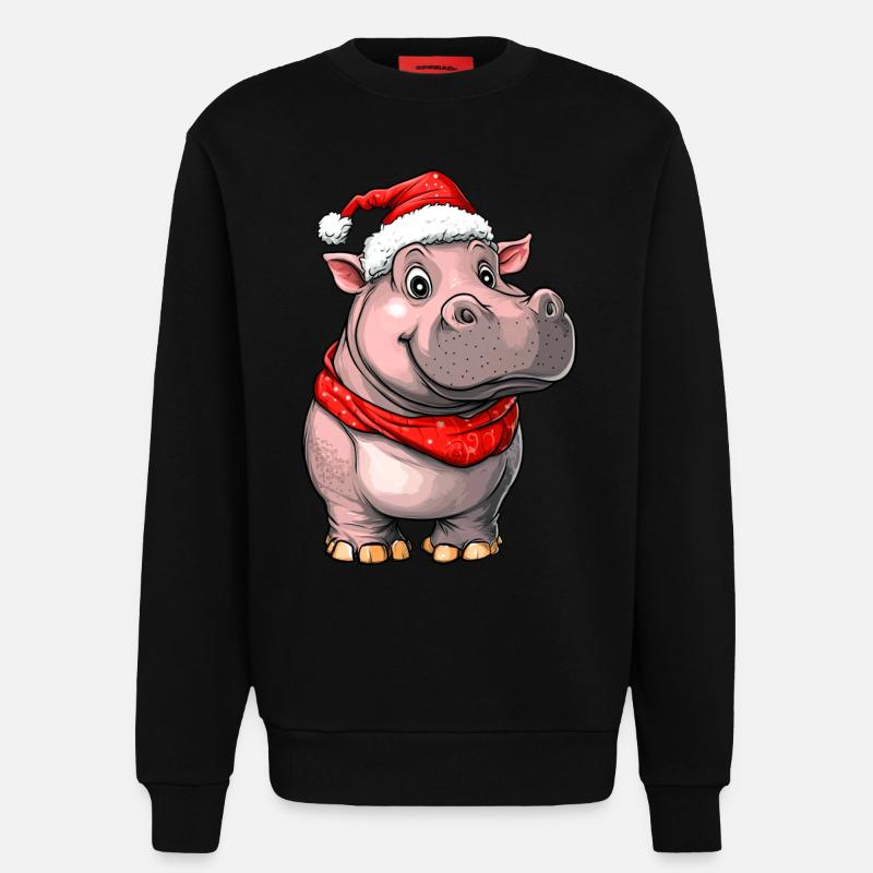 Weihnachtsmann Nilpferd - Sweatshirt - made by SPREAD  - SOLID BLACK