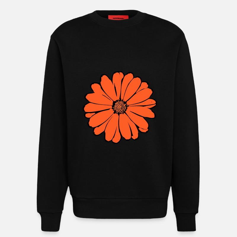 Lys, Fleur, Fleur, Oranges - Sweat bio décontracté fabriqué en UE - SOLID BLACK