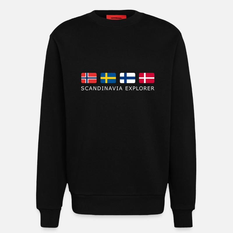 SCANDINAVIA EXPLORER white-lettered - Sweat bio décontracté fabriqué en UE - SOLID BLACK