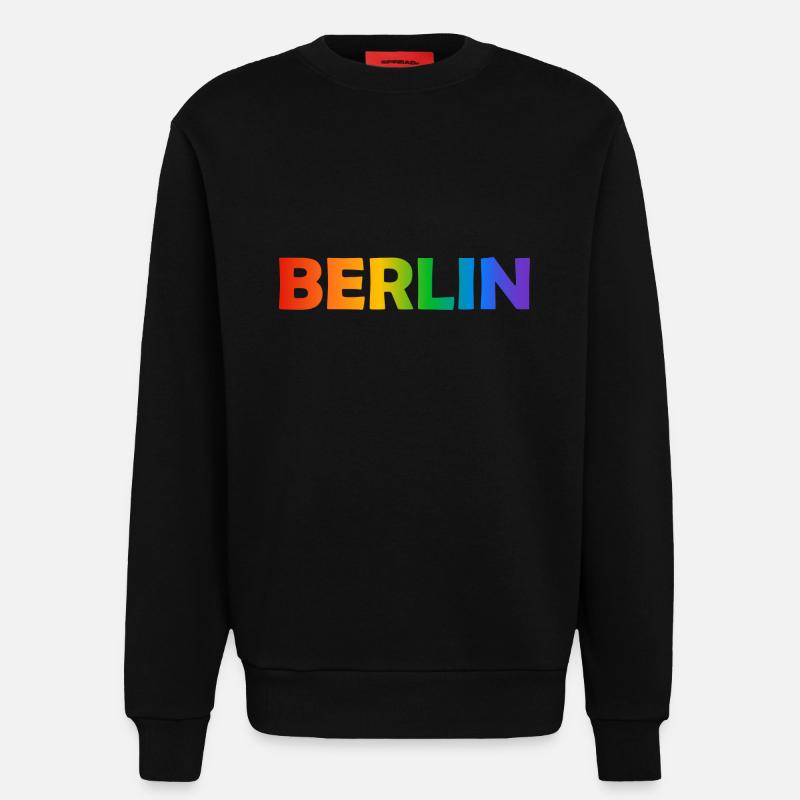 Berlin Rainbow Text - Sweatshirt - made by SPREAD  - SOLID BLACK