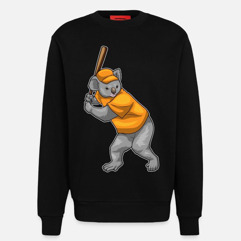 Batte de baseball Koala - Sweat bio décontracté fabriqué en UE - SOLID BLACK