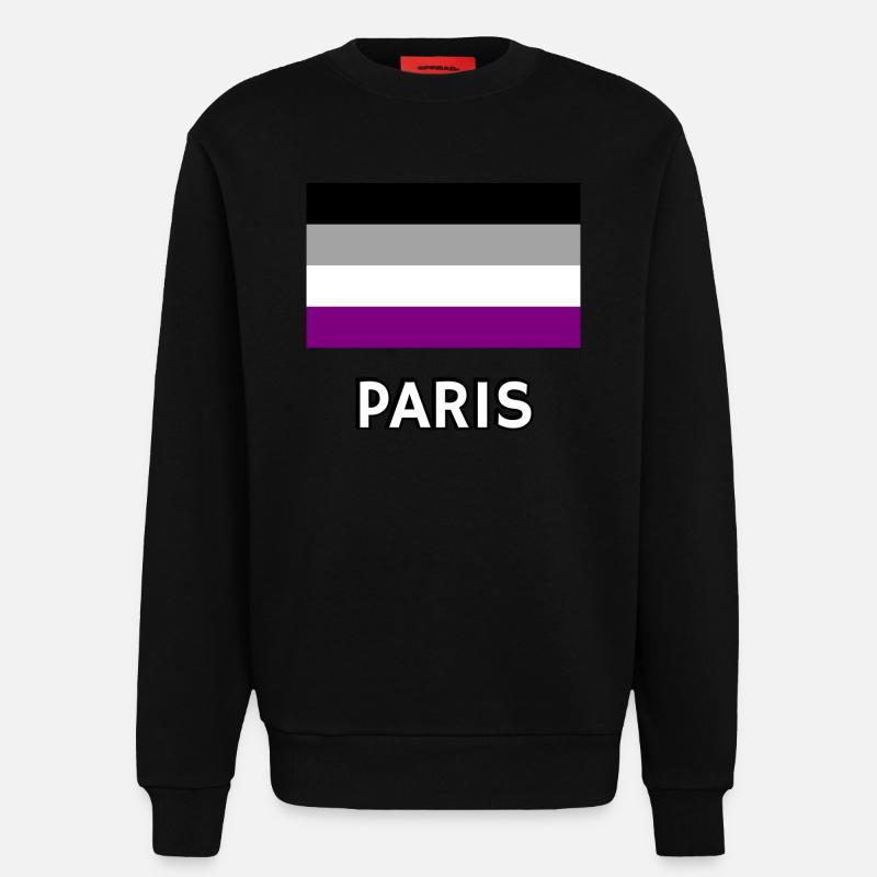 Asexuality Pride Flag Paris - Sweatshirt - made by SPREAD  - SOLID BLACK