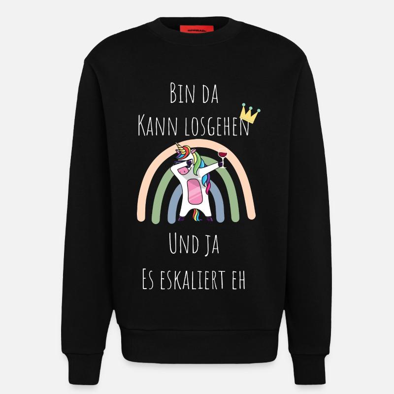 Unicorn Regenbogen Eskalation - Sweatshirt - made by SPREAD  - SOLID BLACK