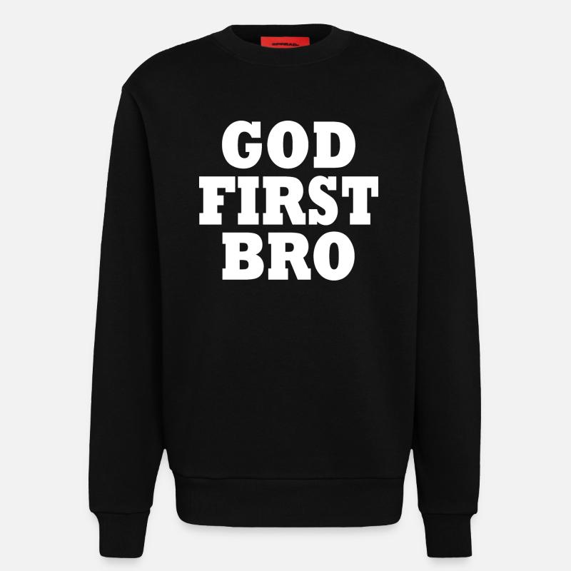 God first bro - Sweatshirt - made by SPREAD - SOLID BLACK
