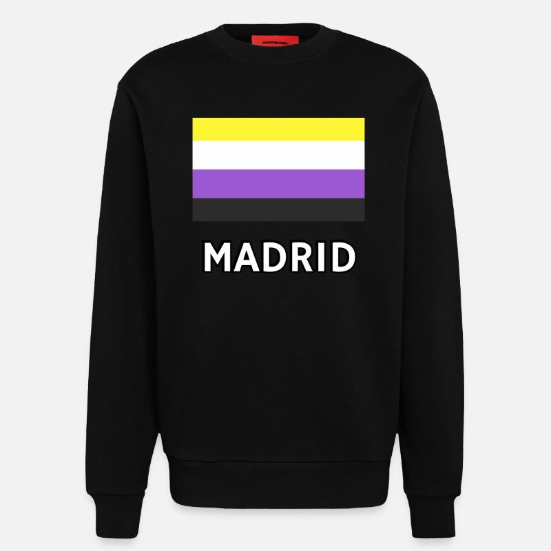 Non binary Pride Flag Madrid - Sweatshirt - made by SPREAD  - SOLID BLACK