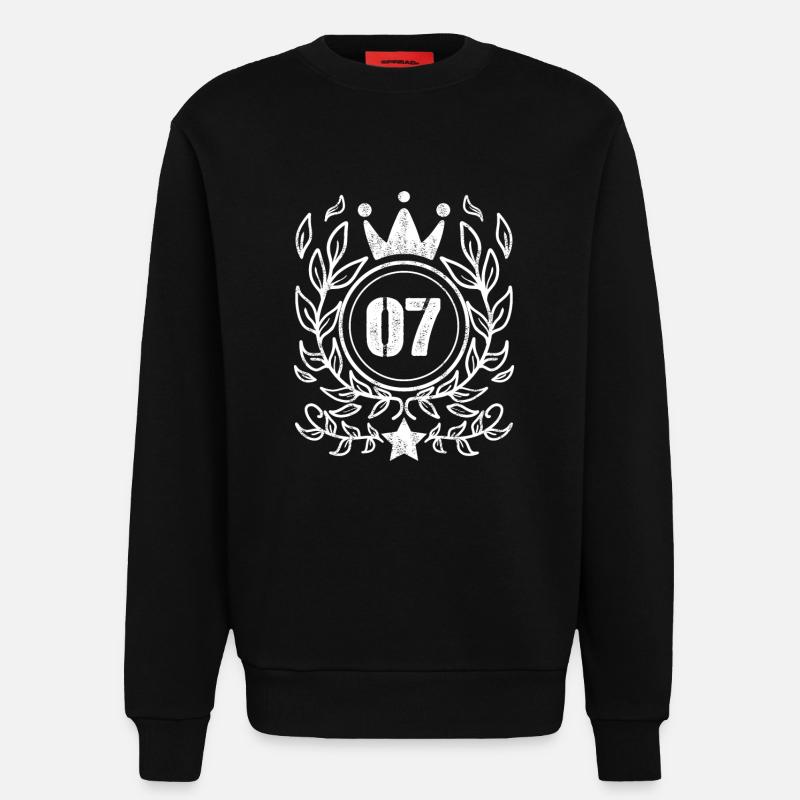 Couronne à 7 numéros - Sweat bio décontracté fabriqué en UE - SOLID BLACK