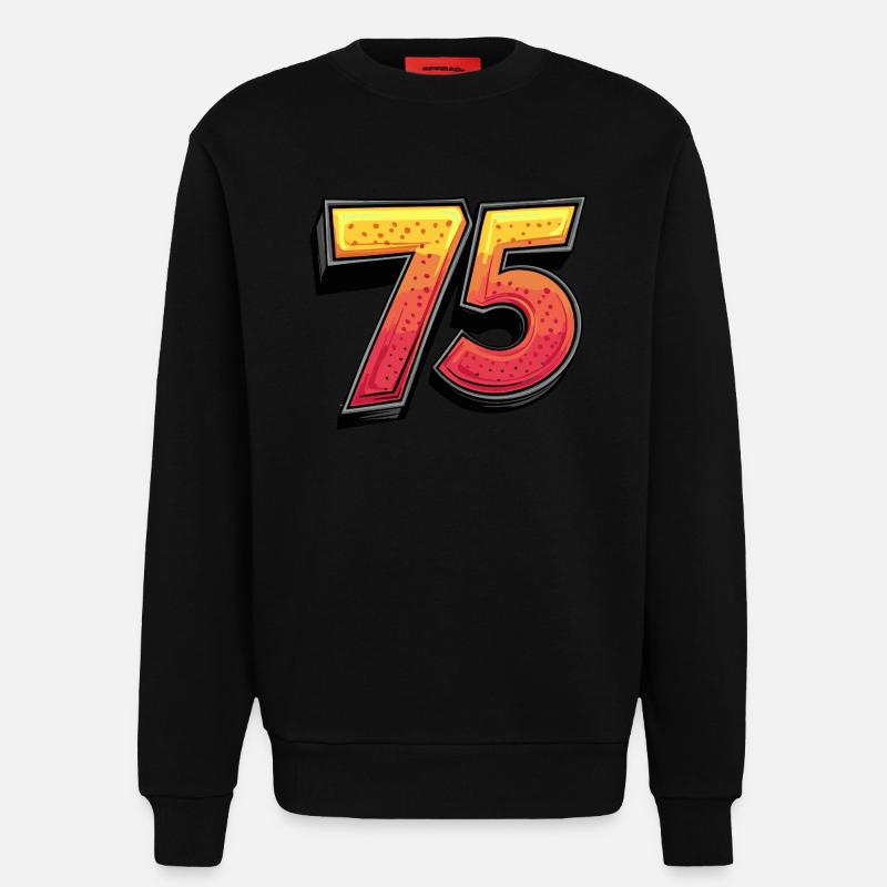 Bande dessinée à 75 numéros - Sweat bio décontracté fabriqué en UE - SOLID BLACK