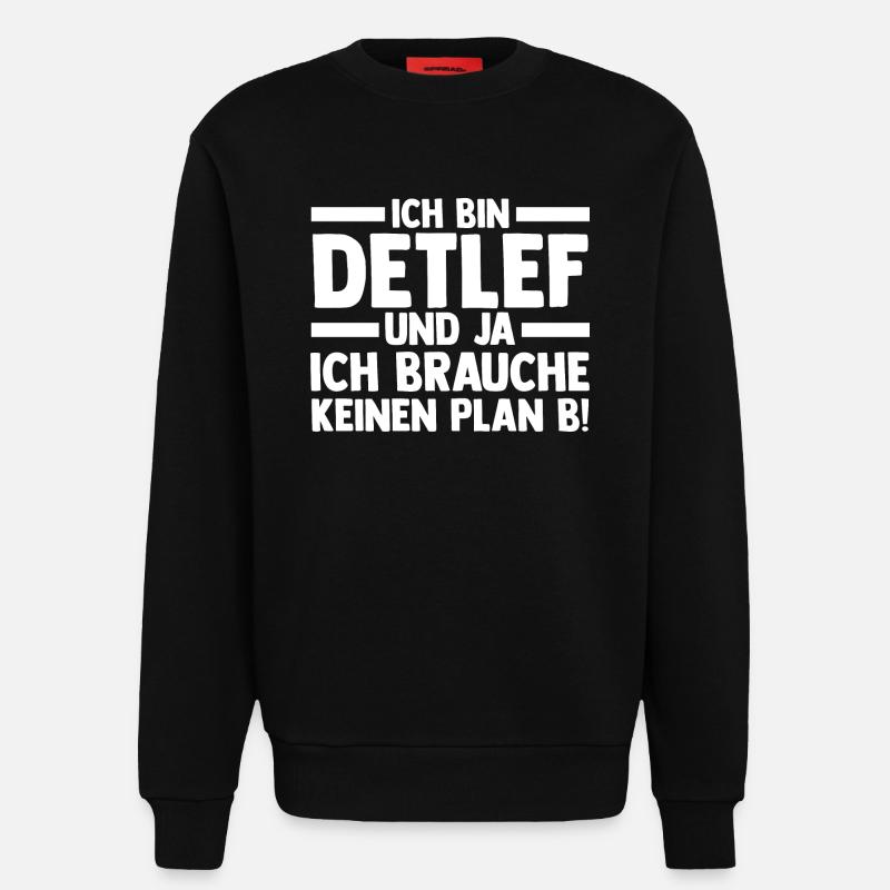 First name Detlef - Sweatshirt - made by SPREAD  - SOLID BLACK