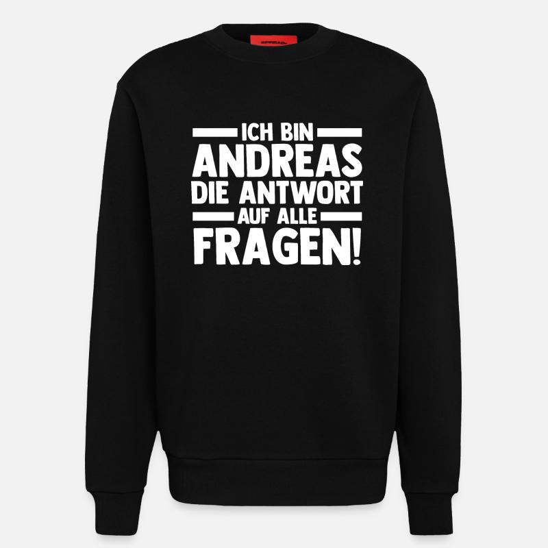 First name Andreas - Sweatshirt - made by SPREAD  - SOLID BLACK