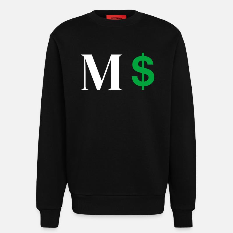 Lettre m dollar - Sweat bio décontracté fabriqué en UE - SOLID BLACK