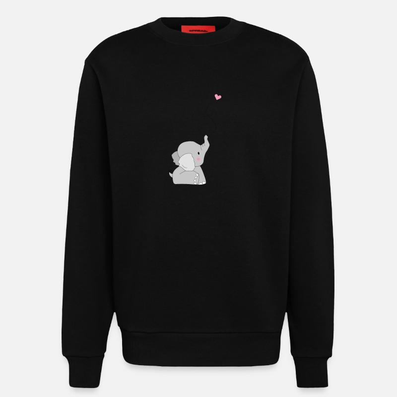 Eddi Elefant - présent - idée présente - Sweat bio décontracté fabriqué en UE - SOLID BLACK