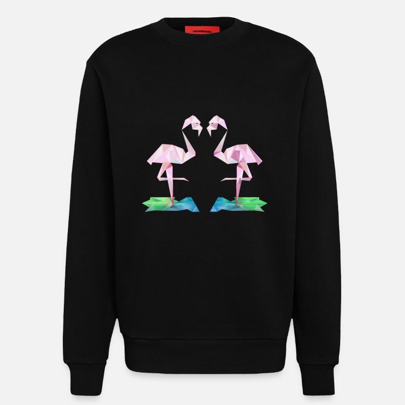 Flamingo low-poly - Sweat bio décontracté fabriqué en UE - SOLID BLACK