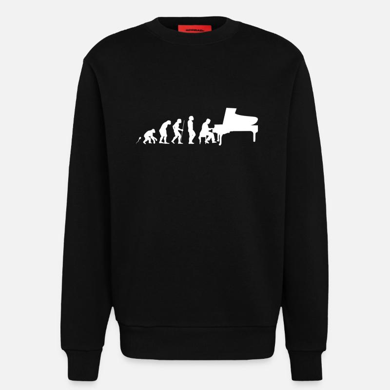 Pianist Evolution Fun Shirt - Sweatshirt - made by SPREAD  - SOLID BLACK