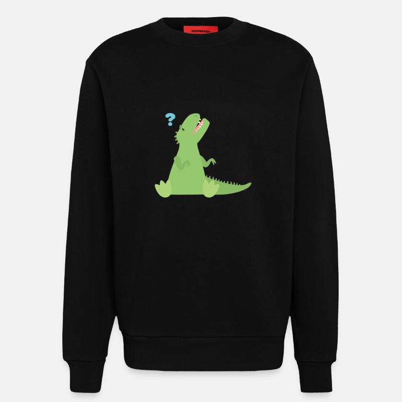 T Rex Points d’interrogation - Sweat bio décontracté fabriqué en UE - SOLID BLACK