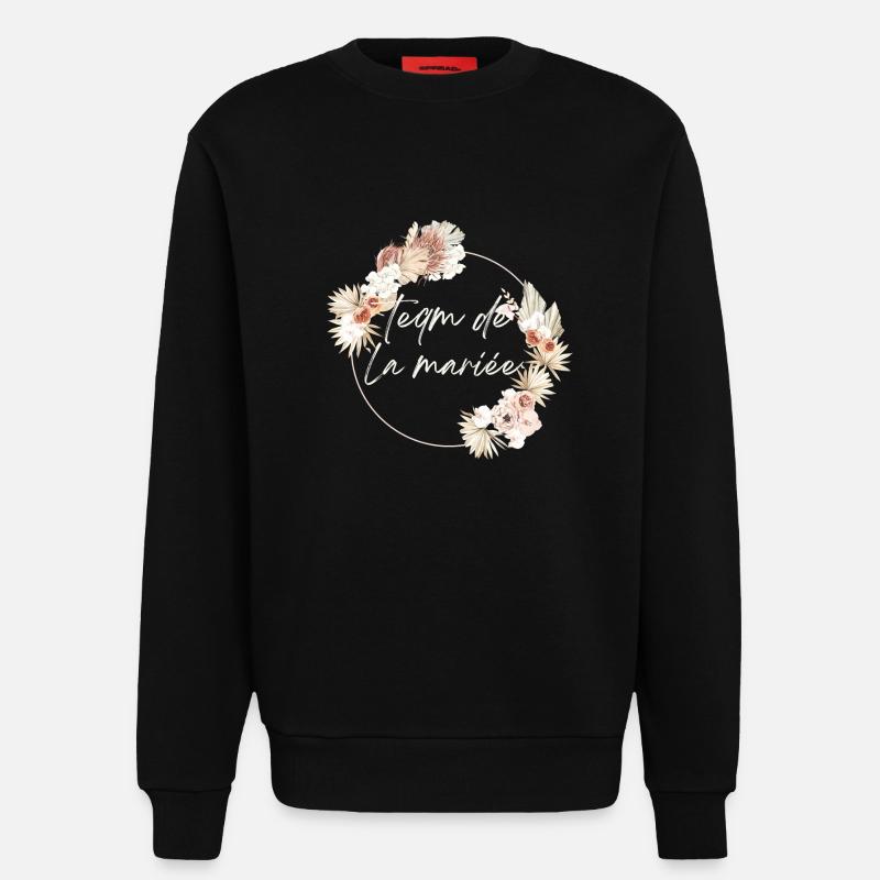 Brautteam Krone Boho Blumen - Sweatshirt - made by SPREAD - SOLID BLACK