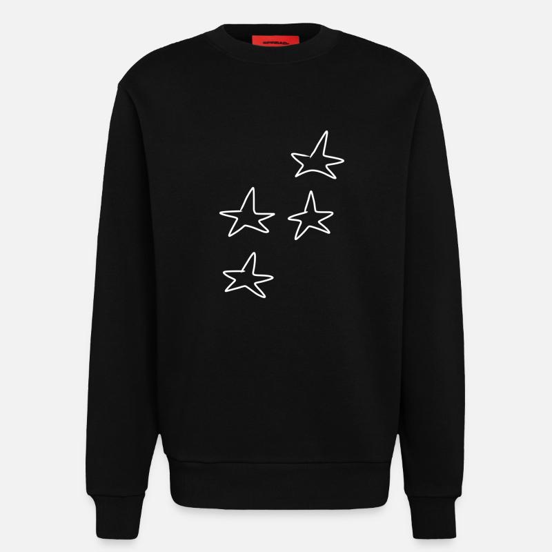 Four Star Symbol Shape Pattern - Sweatshirt - made by SPREAD - SOLID BLACK