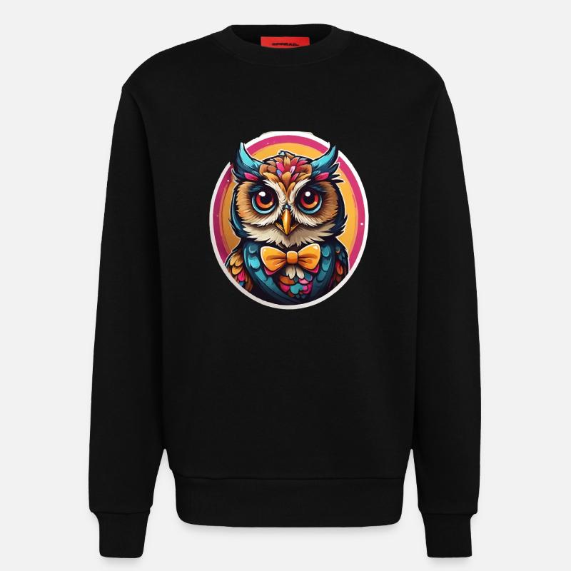Lustige Eule Comic - Sweatshirt - made by SPREAD  - SOLID BLACK