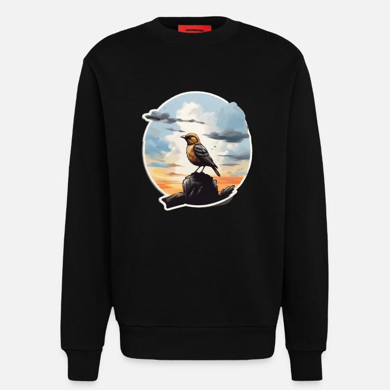 Landschaft Gemälde mit Vogel - Sweatshirt - made by SPREAD  - SOLID BLACK