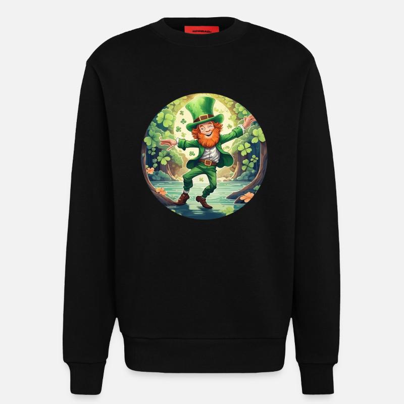 Danse trèfle de la Saint-Patrick - Sweat bio décontracté fabriqué en UE - SOLID BLACK