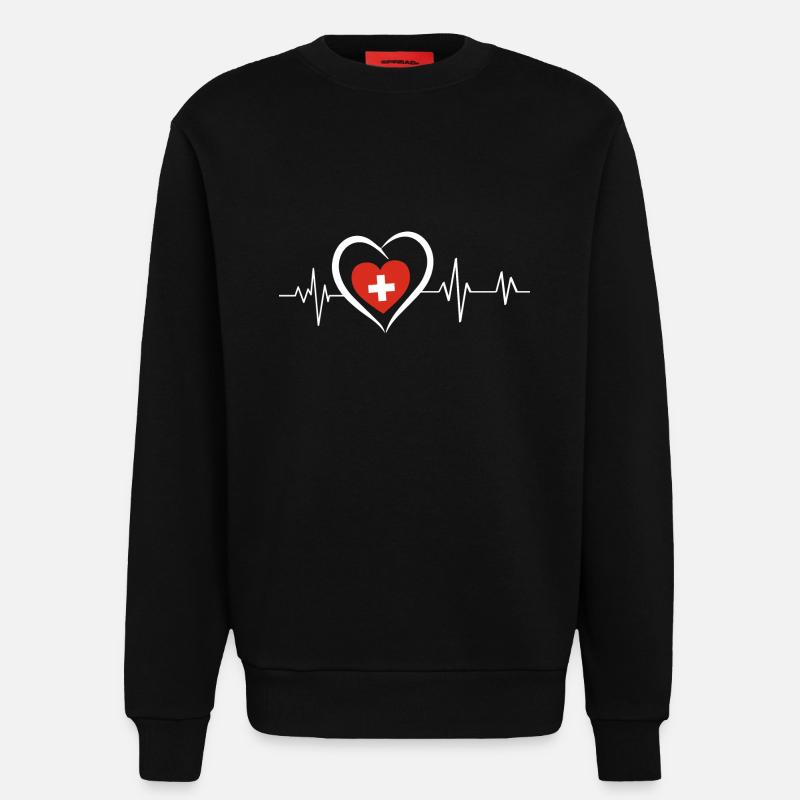 Schweizer Herzschlag - Sweatshirt - made by SPREAD  - SOLID BLACK