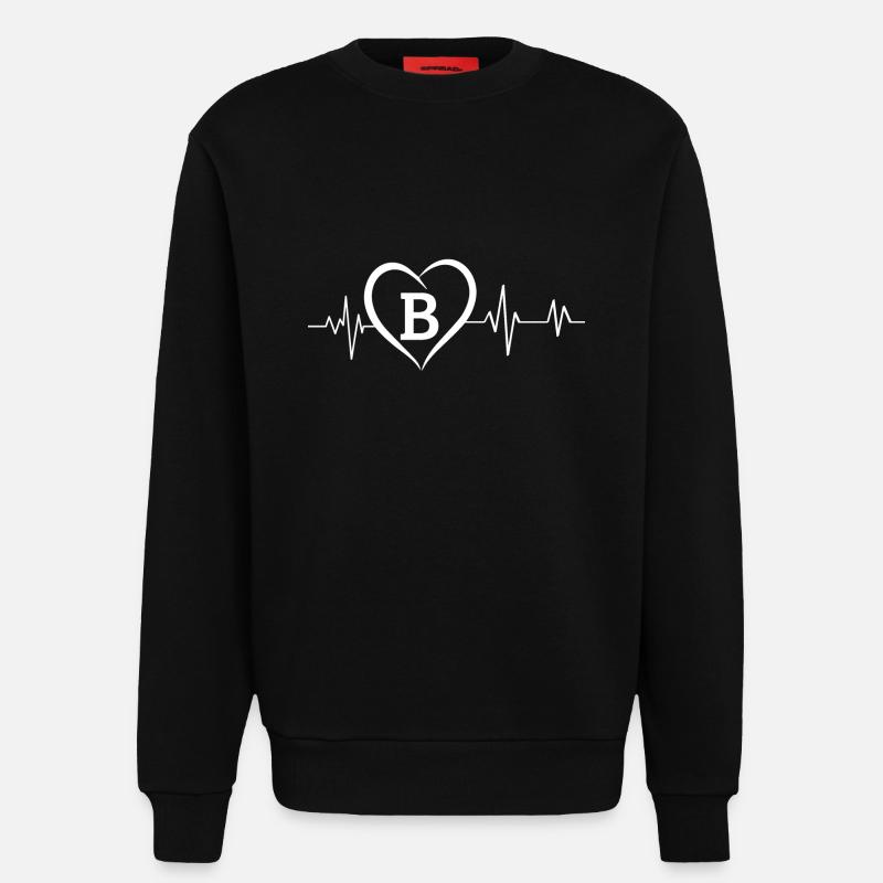 Herzschlag Buchstabe B - Sweatshirt - made by SPREAD - SOLID BLACK