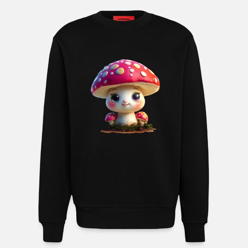 cute toadstool - Sweatshirt - made by SPREAD  - SOLID BLACK