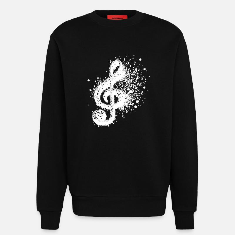 Music clef splash notes - Sweatshirt - made by SPREAD - SOLID BLACK