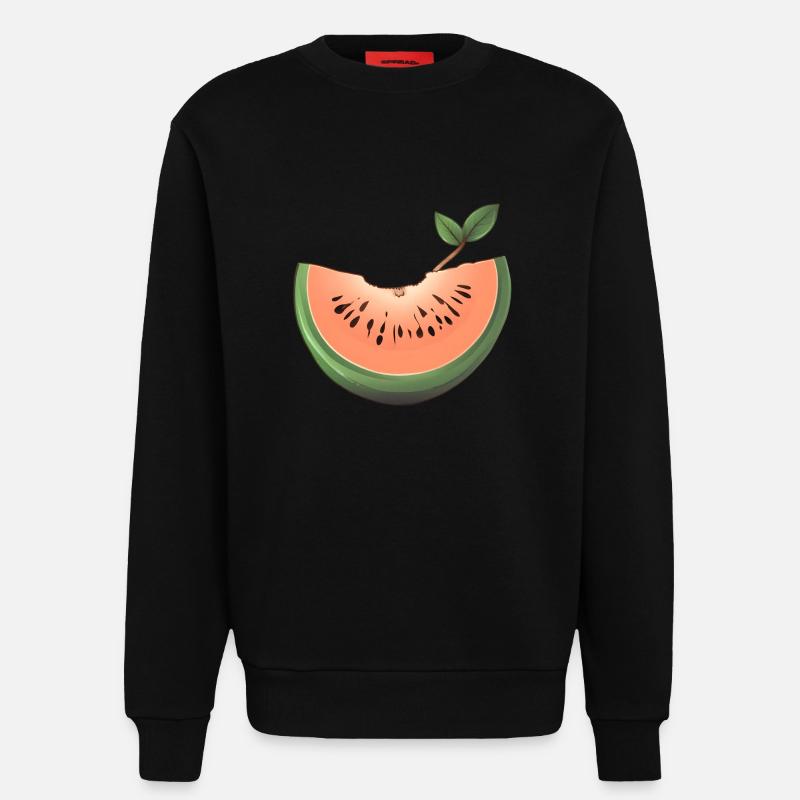 Pastèque, Melon, Fruit, Fruit - Sweat bio décontracté fabriqué en UE - SOLID BLACK