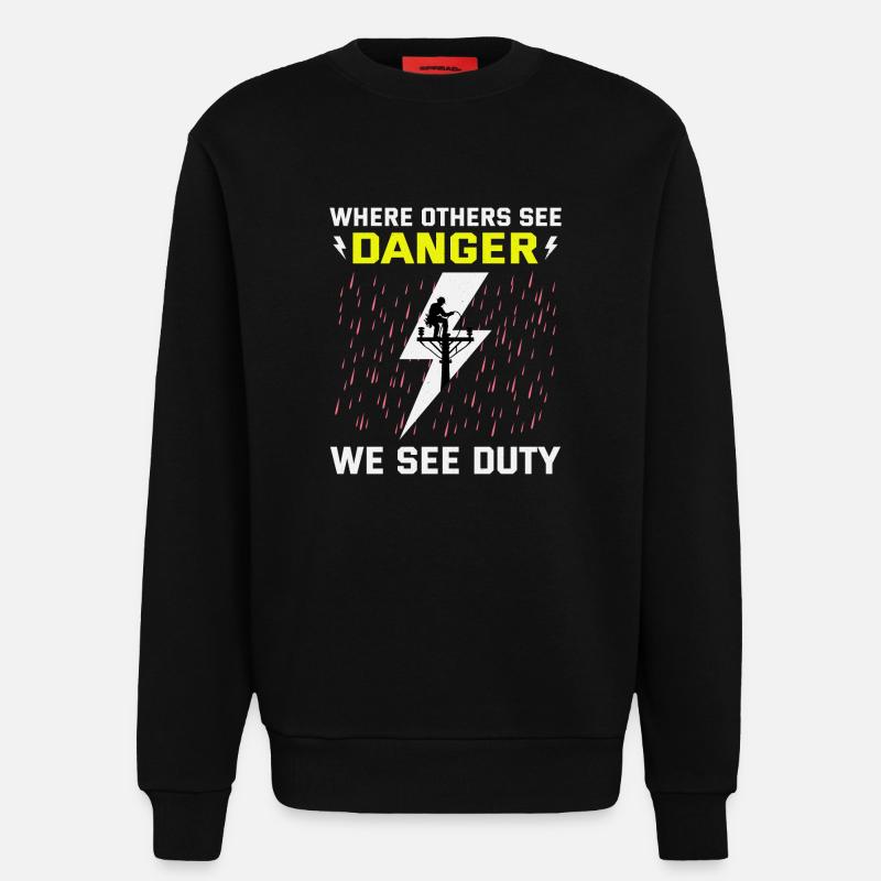 Lineman Duty Danger Tapferer Held - Sweatshirt - made by SPREAD  - SOLID BLACK