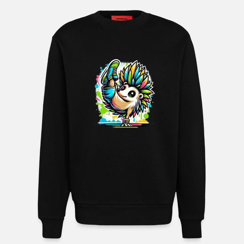 cooler Igel Breakdance Tanzen - Sweatshirt - made by SPREAD  - SOLID BLACK