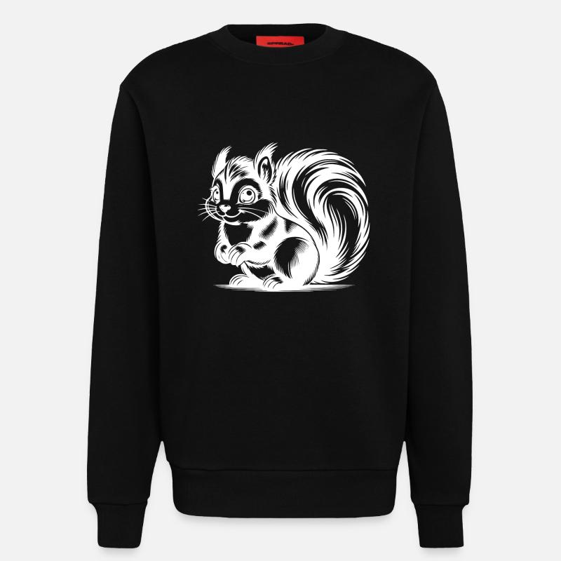 Niedliches putziges Eichhörnchen Zeichnung - Sweatshirt - made by SPREAD  - SOLID BLACK