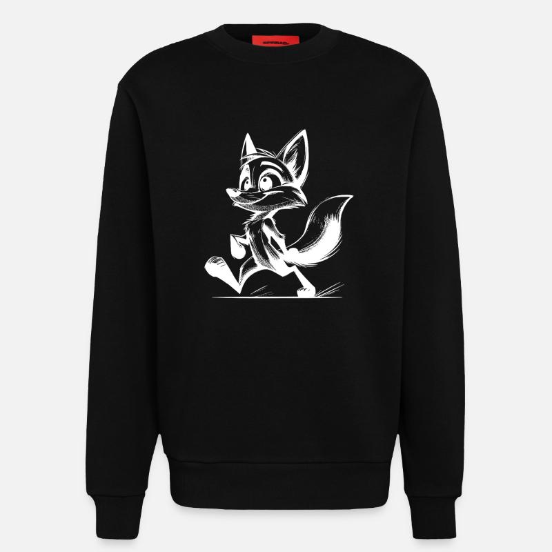 Fox Drawing Sly Fox - Sweatshirt - made by SPREAD  - SOLID BLACK