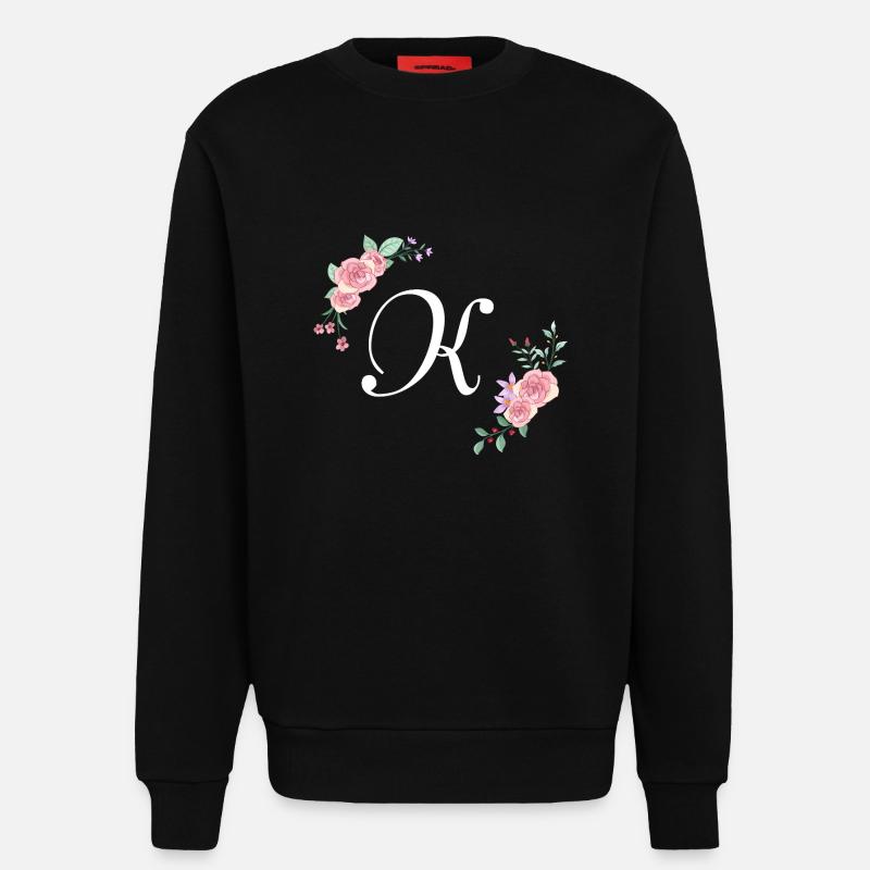 Rosa Blumenbuchstabe k - Sweatshirt - made by SPREAD  - SOLID BLACK