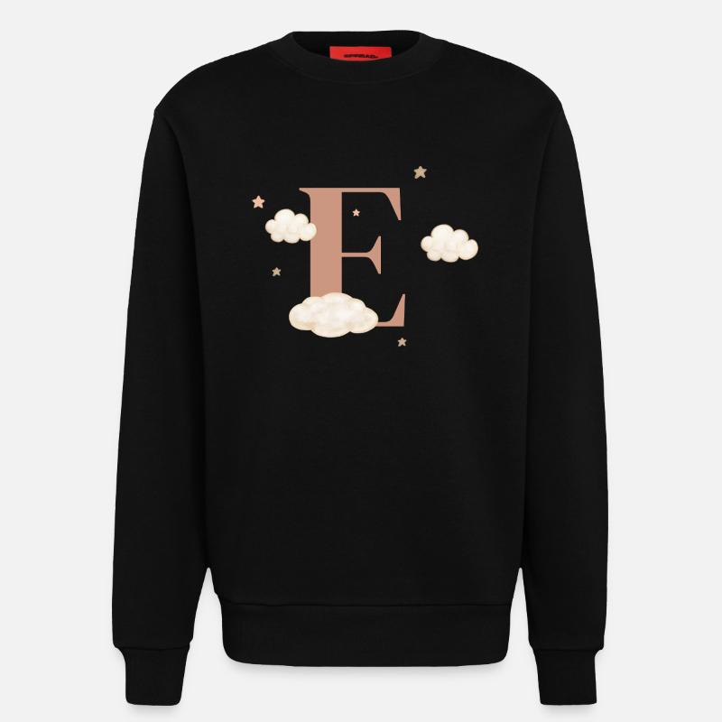 Letter e clouds stars - Sweatshirt - made by SPREAD  - SOLID BLACK