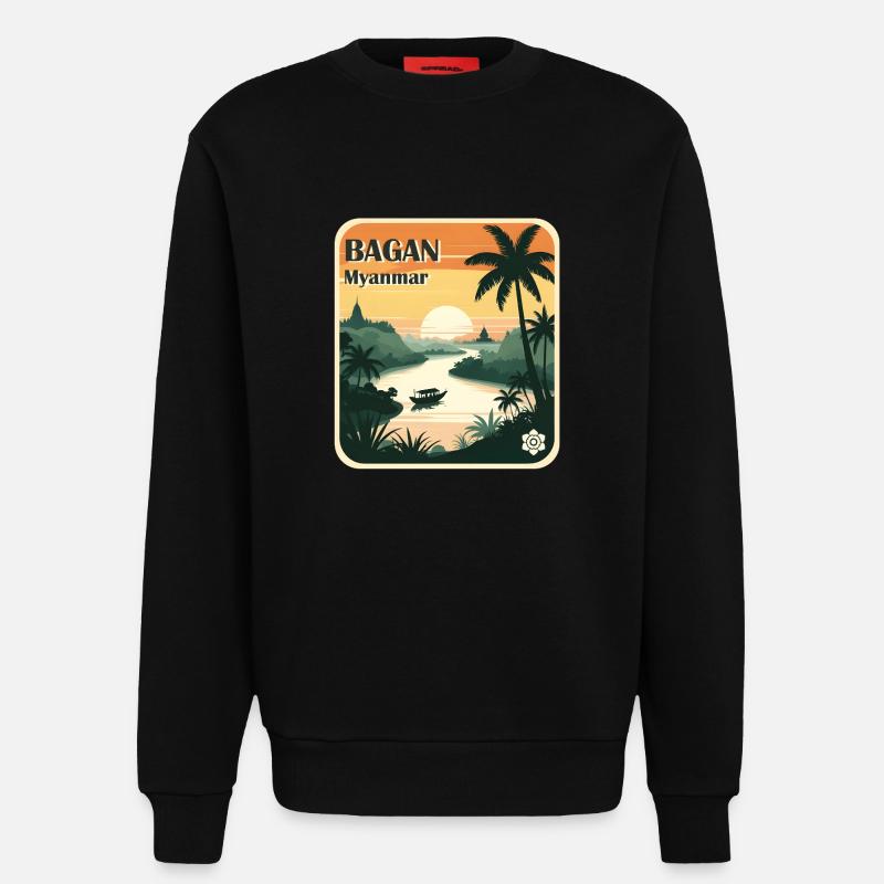 Bagan Myanmar - Sweatshirt - made by SPREAD  - SOLID BLACK