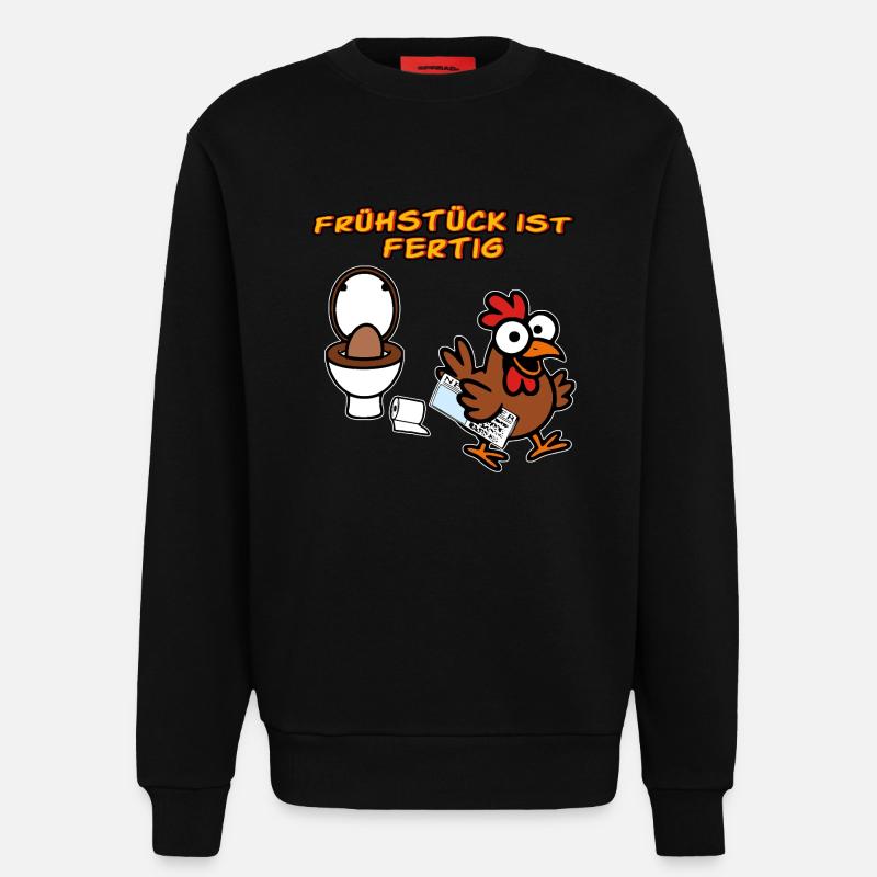 Chicken Makes Breakfast Funny Chickens - Sweatshirt - made by SPREAD - SOLID BLACK